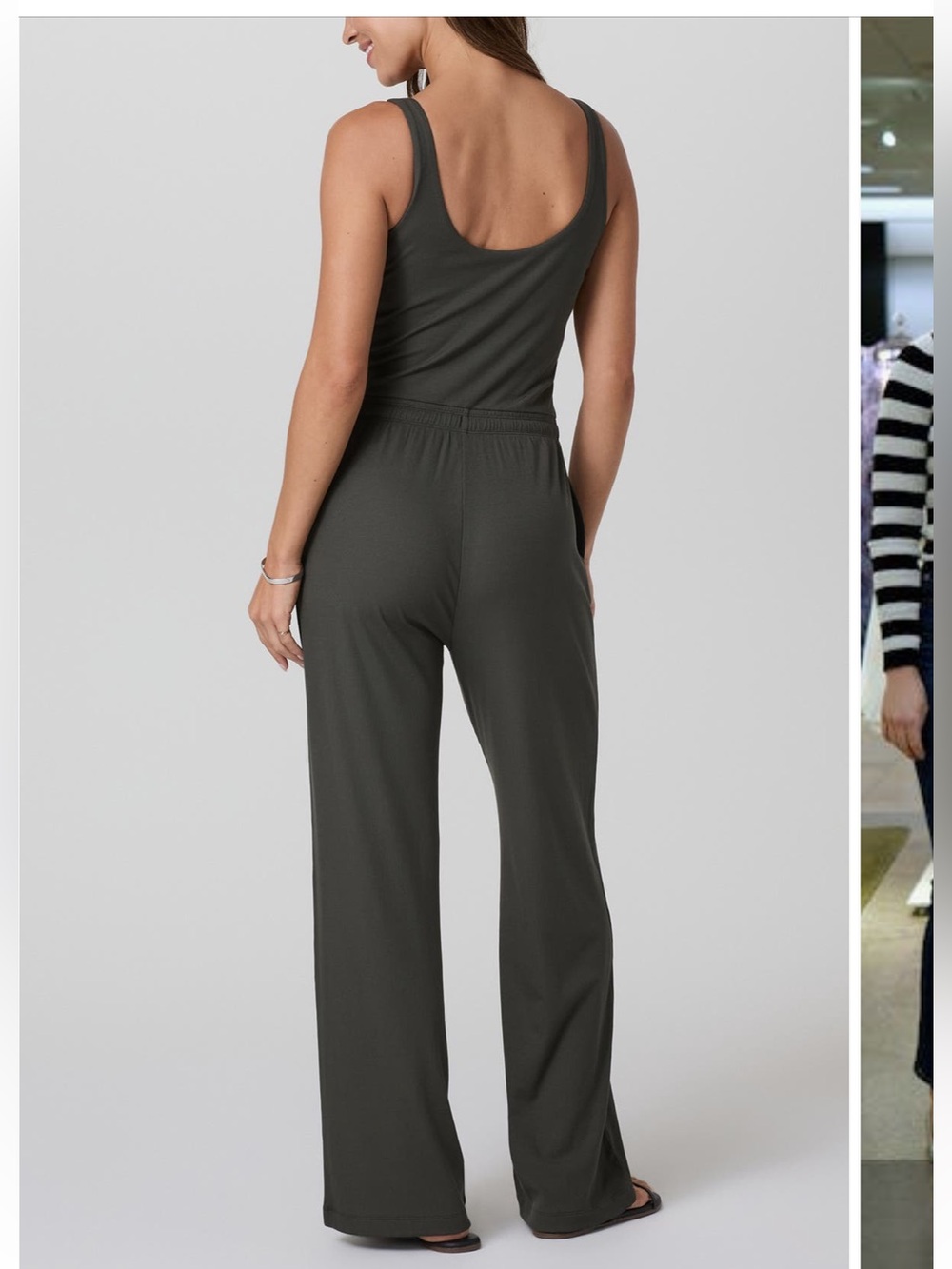 Vuori Wide-Leg Pose Scoop Jumpsuit in Dark Olive - Picture 3 of 9